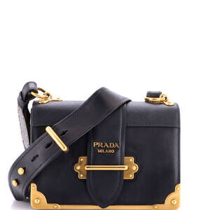 Prada Small Cahier Crossbody Bag Leather and Saffiano Leather